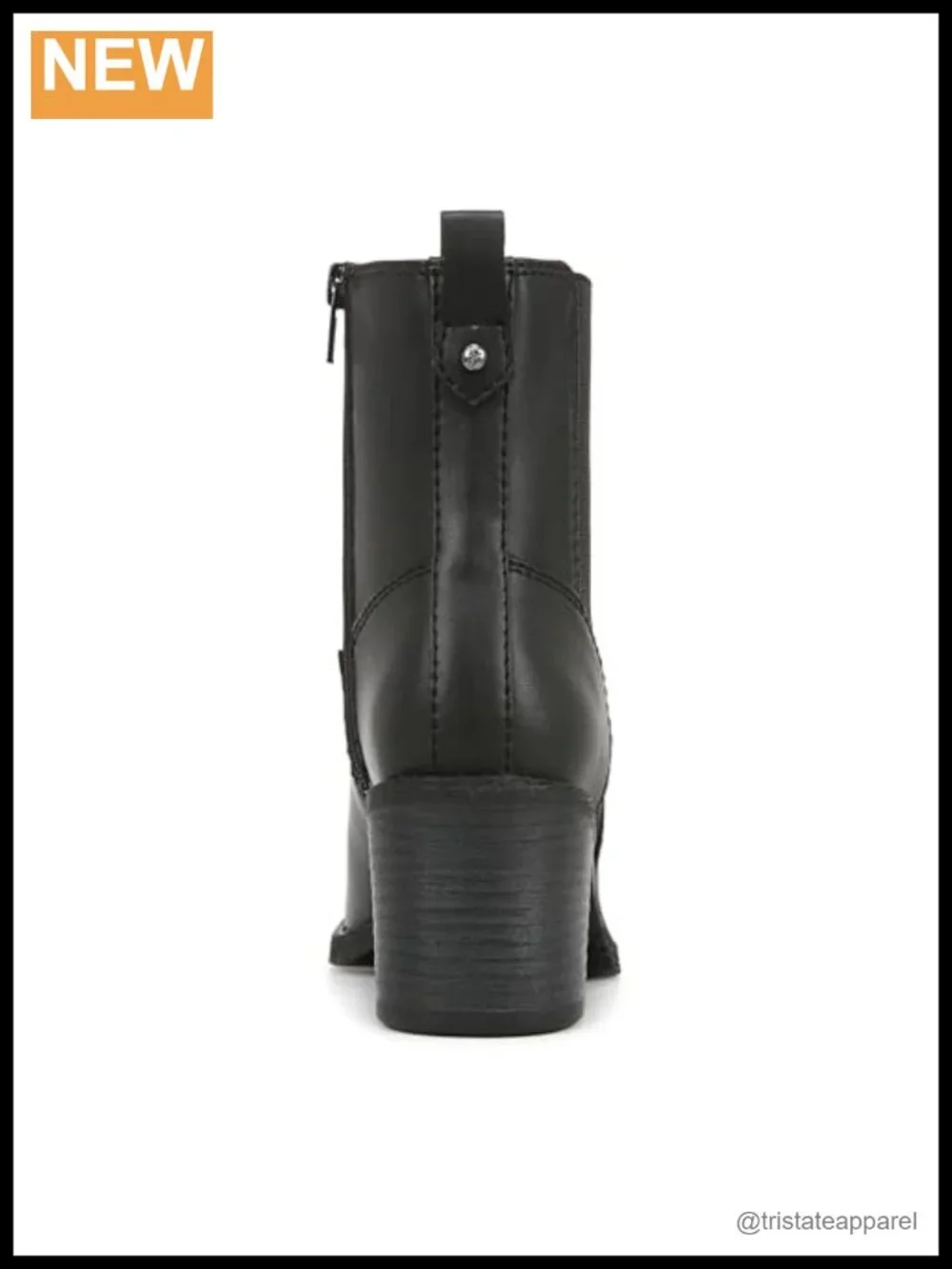 Eco-Friendly Vegan Leather Ankle Booties Square Toe Block Heel Zip